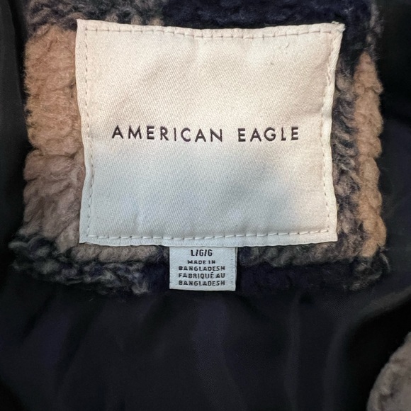 American Eagle Outfitters Navy and Beige Teddy Jacket - Picture 6 of 9